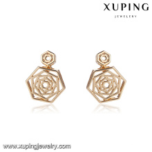 94714 rosa forma diseño hermoso dubai joyería pendiente de oro para novia regalo